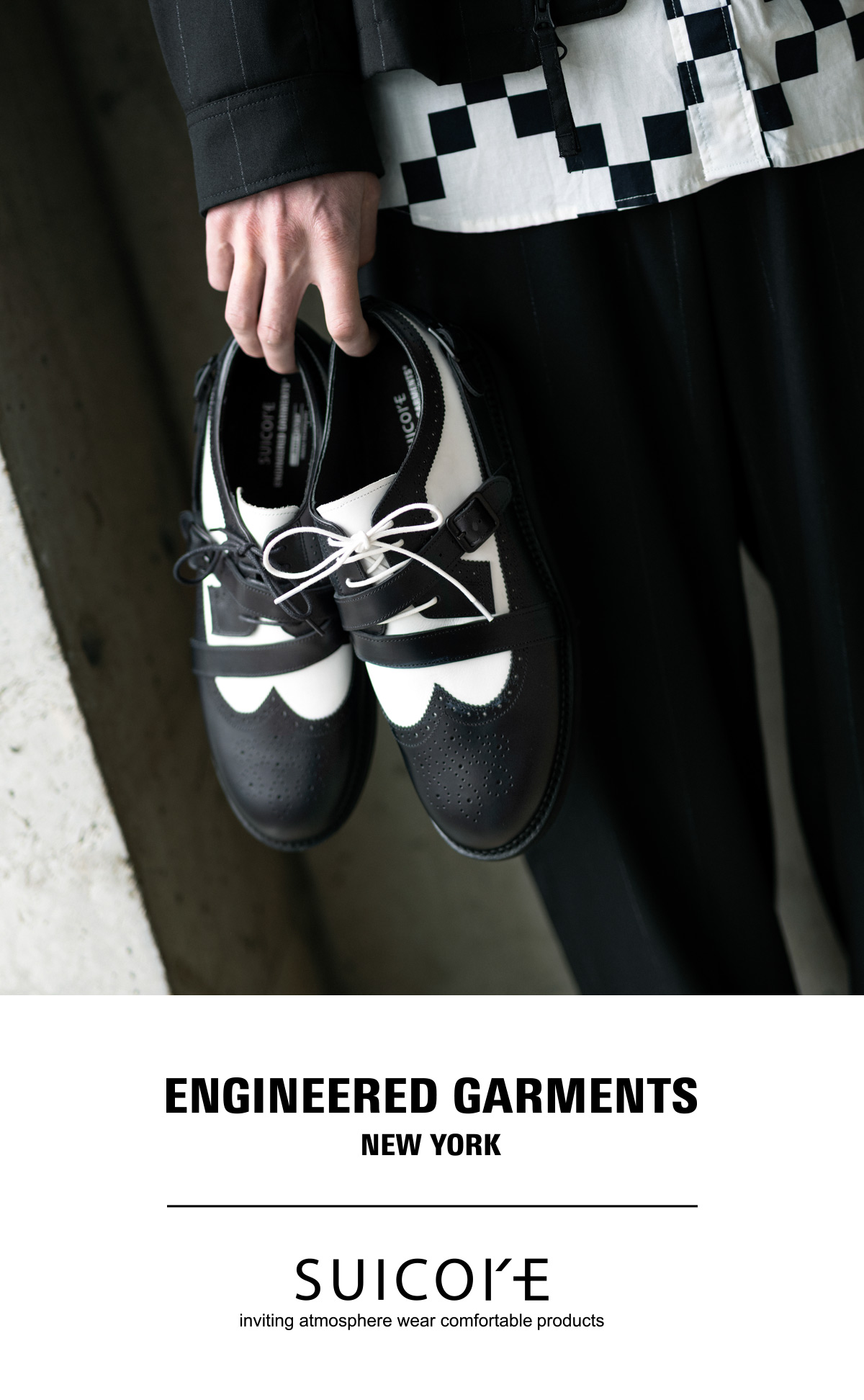 〈ENGINEERED GARMENTS〉x〈SUICOKE〉コレクションテーマを象徴するコラボシューズ