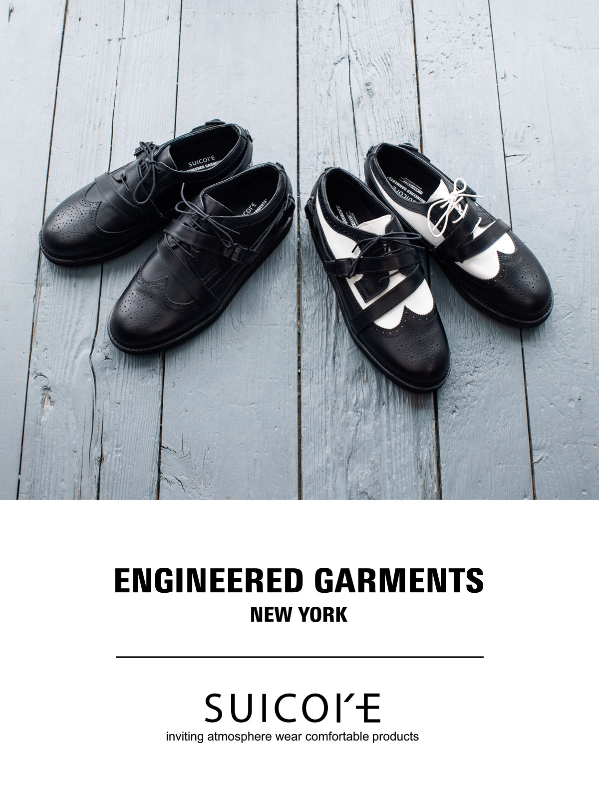 〈ENGINEERED GARMENTS〉x〈SUICOKE〉コレクションテーマを象徴するコラボシューズ