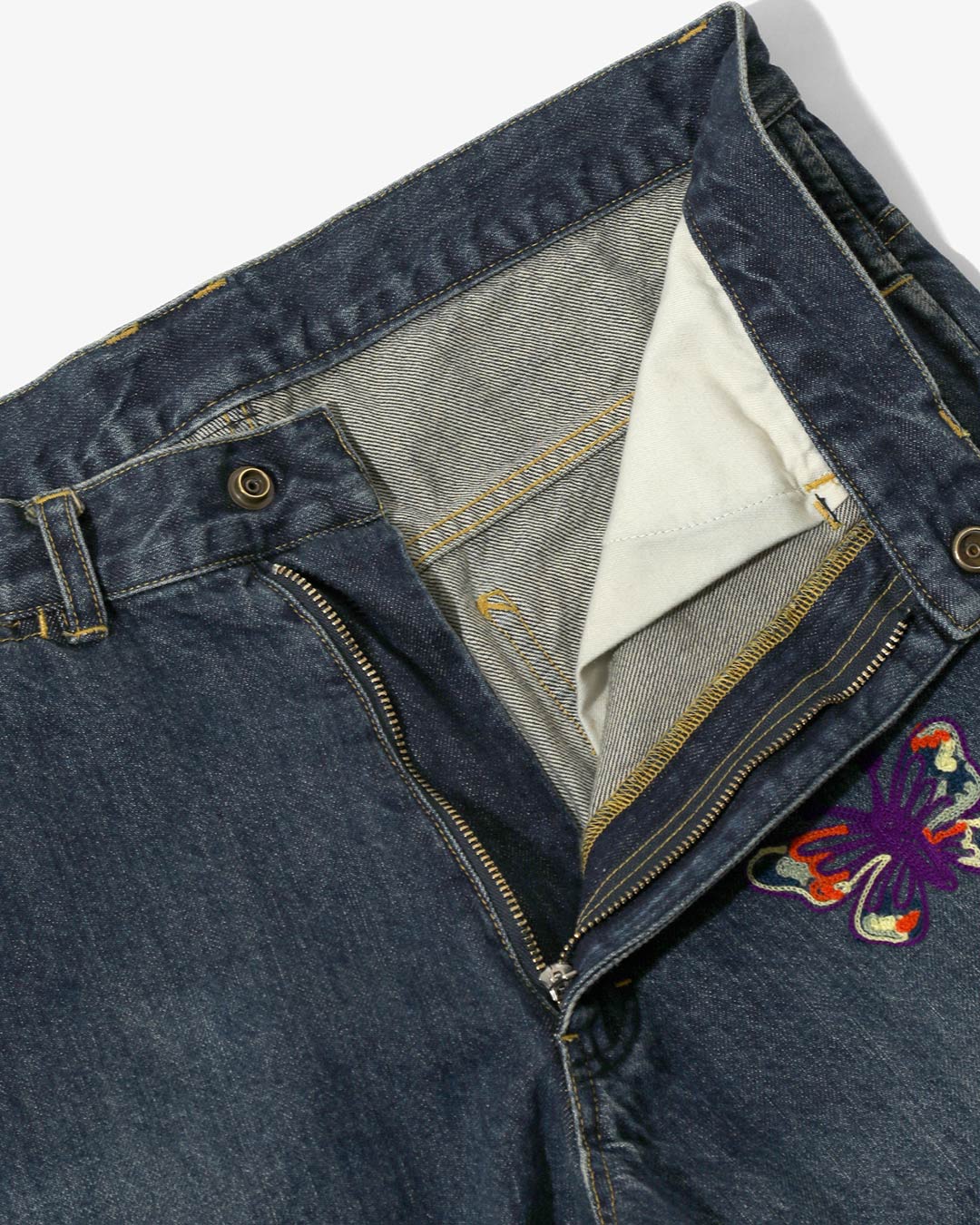 PAPILLON EMB. STRAIGHT JEAN - 12OZ DENIM ¥31,900