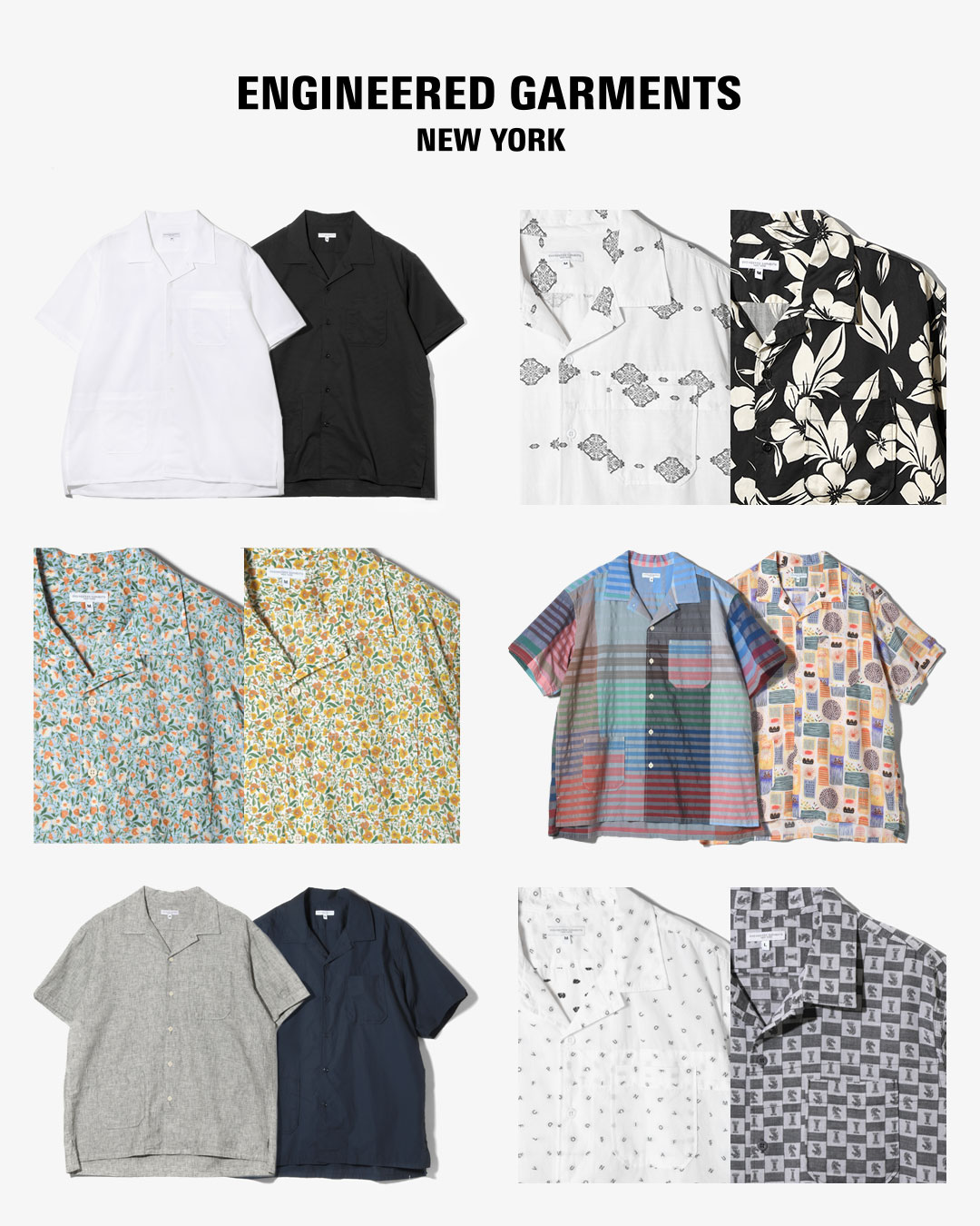 〈ENGINEERED GARMENTS〉26年春夏 多彩な素材で展開されるオープンカラーシャツ