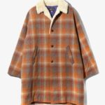 Shawl Collar Coat - Wool Plaid Melton ¥170,500