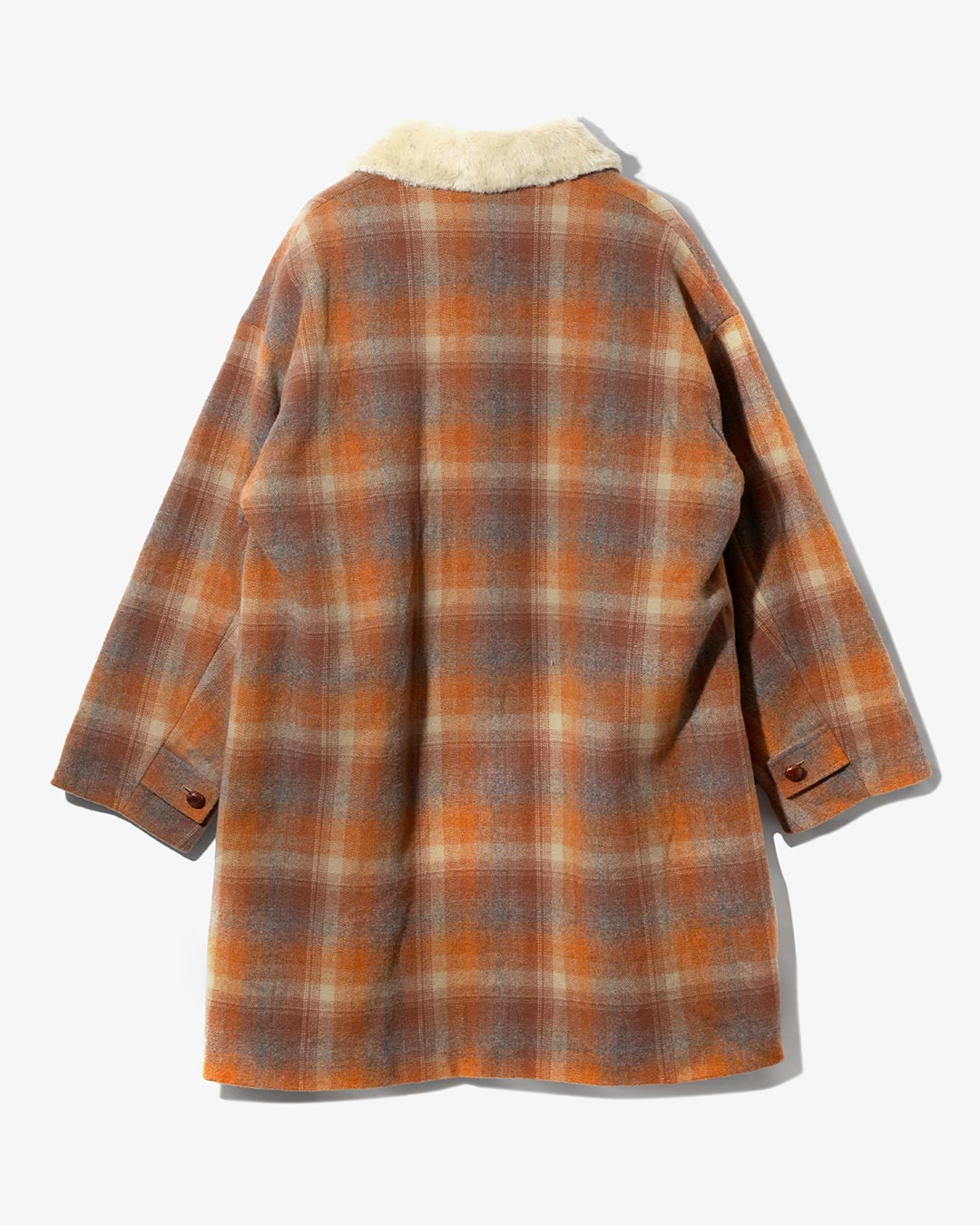 Shawl Collar Coat - Wool Plaid Melton ¥170,500