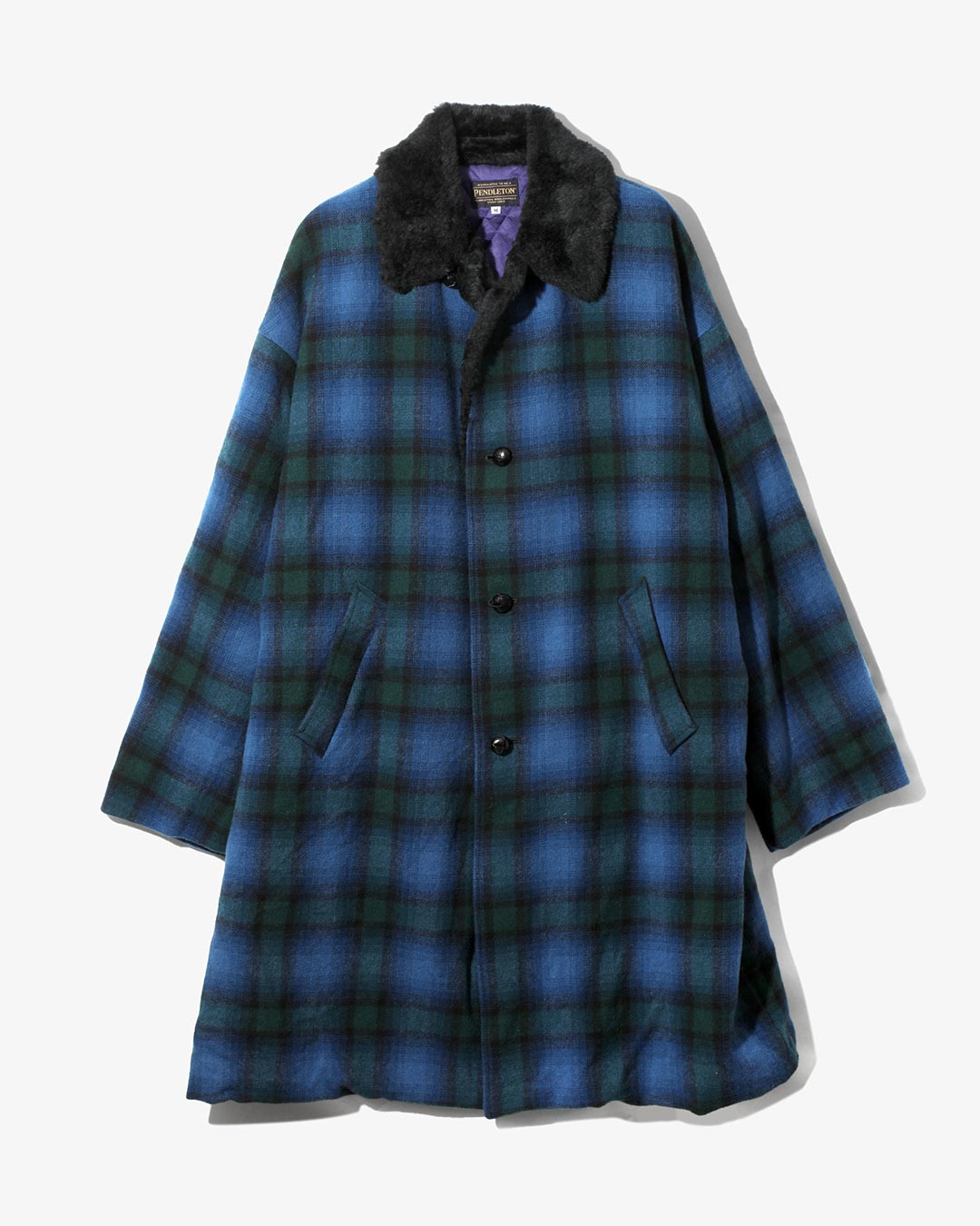 Shawl Collar Coat - Wool Plaid Melton ¥170,500