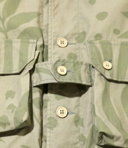 Explorer Shirt Jacket - Khaki/Olive Leaf Print Cotton Poplin