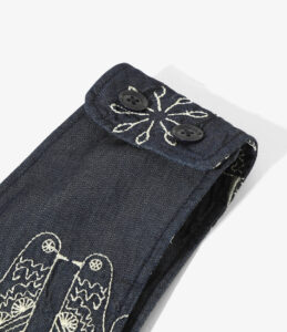Shoulder Vest - Indigo Bird Embroidery Denim ¥25,300