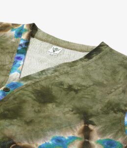 S.S. V NECK CARDIGAN - KNIT MESH TIE DYE ¥18,700